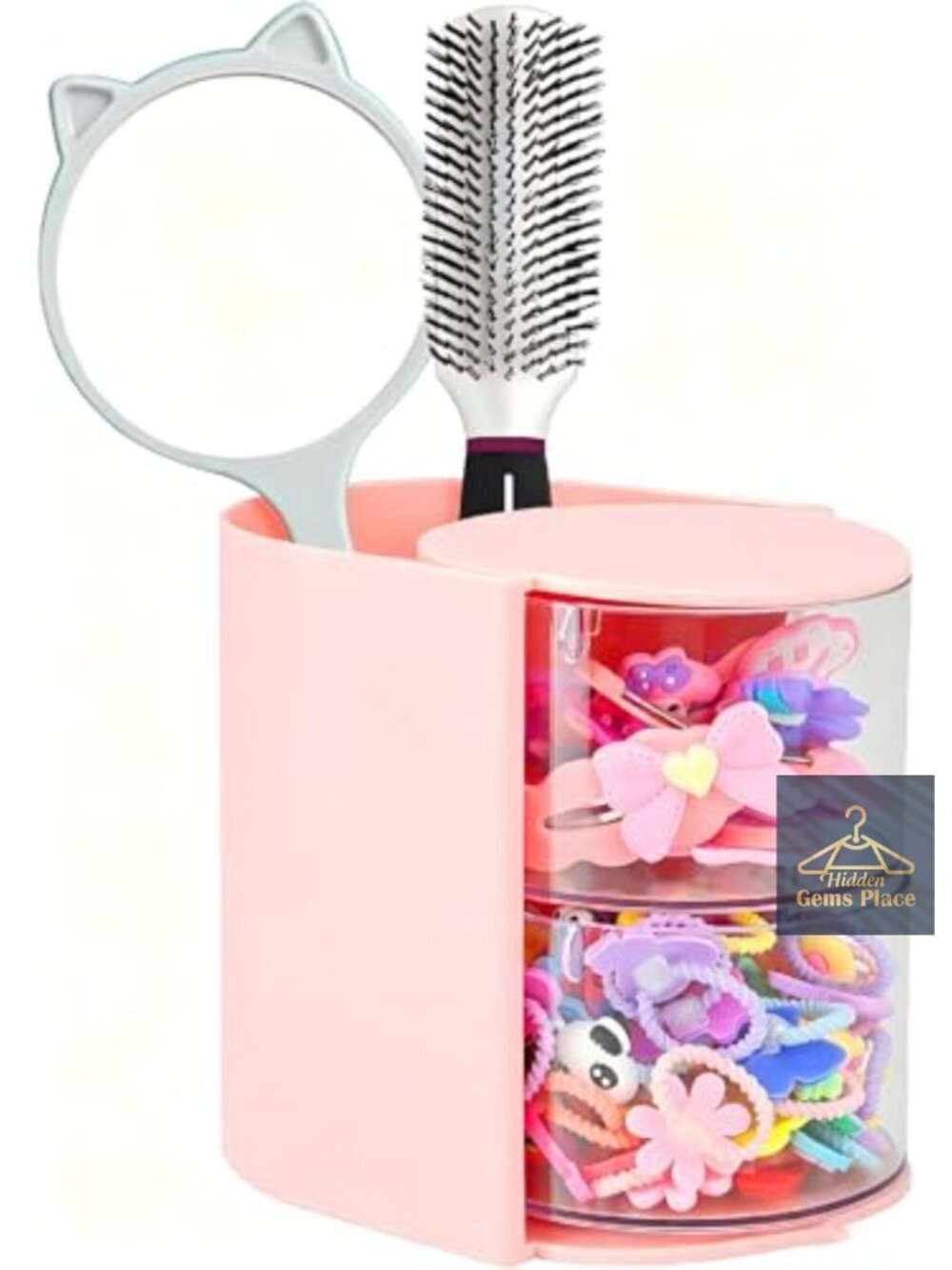 2-Tier Acrylic Hair Accessories Organizer with Brush Holder